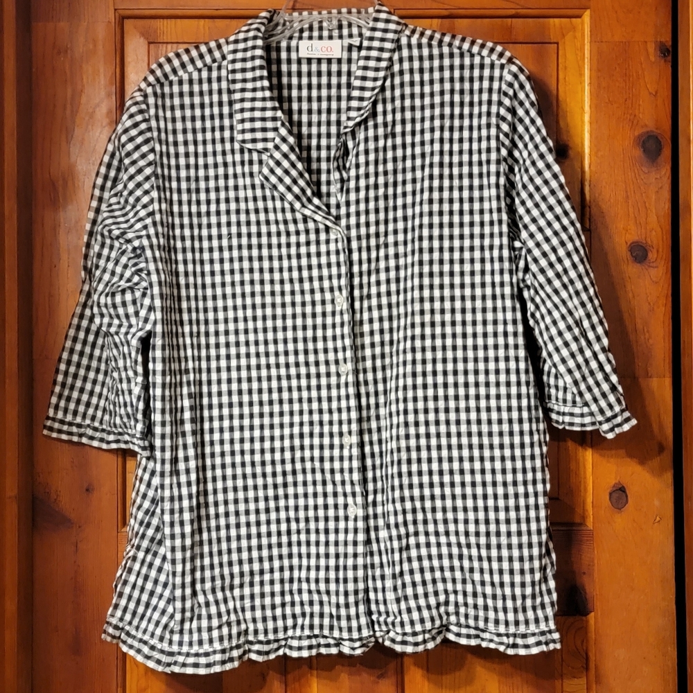 denim & company SzXl Buffalo plaid button down top. Like new